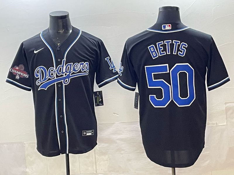 Men 2025 Nike Los Angeles Dodgers #50 Betts Black MLB Jersey style 007